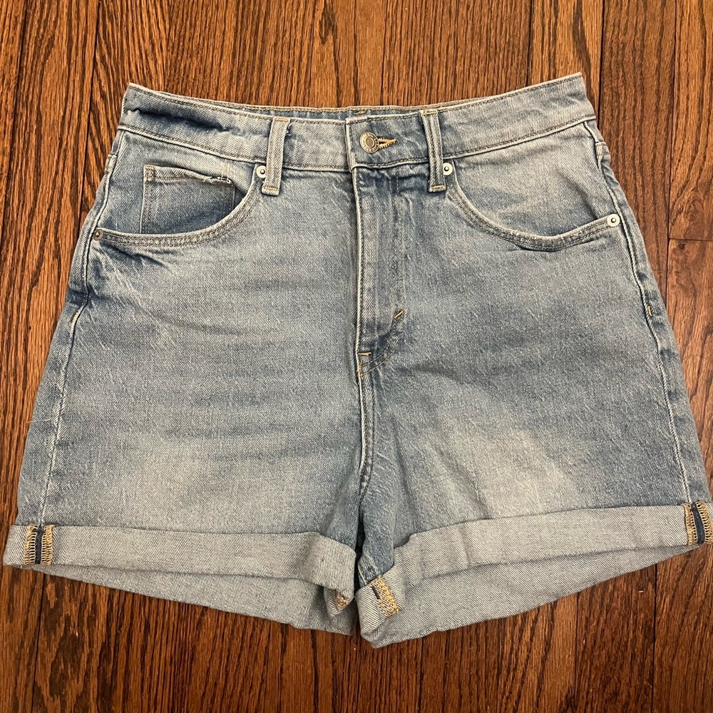 h&m denim high waisted mom shorts